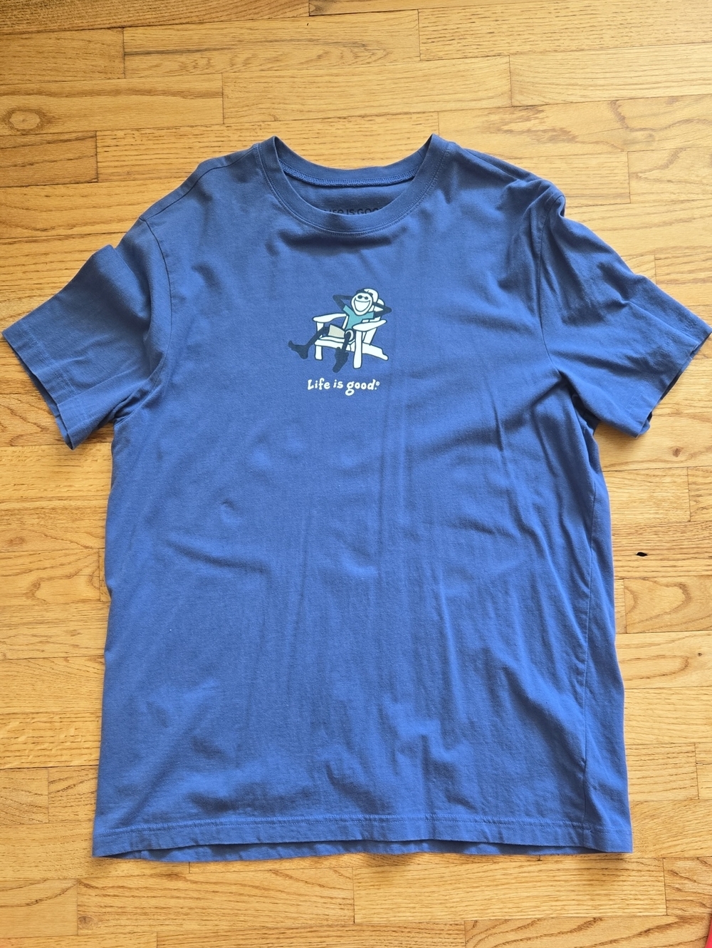 Life Is Good Blue Relaxing Chair Graphic Tee Size Large